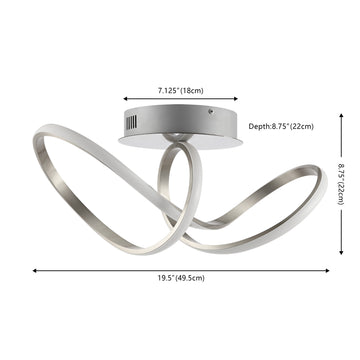 Chantelle 19.5" Modern Minimalist Aluminum Loop Integrated LED Semi Flush Mount - JONATHAN Y